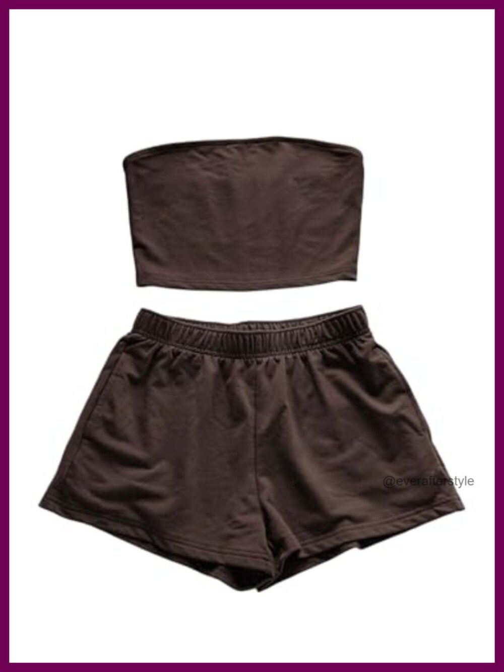 Women's 2 Piece Strapless Bandeau Crop Top and Shorts Matching Set Sleeveless